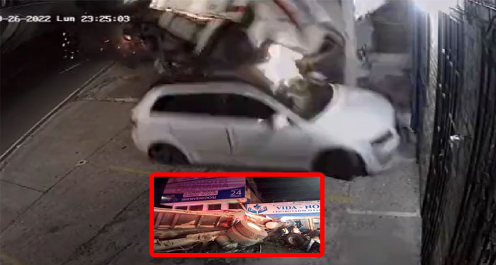 Cámara de seguridad capta el momento del accidente de tráiler en Villa Nueva (Video)