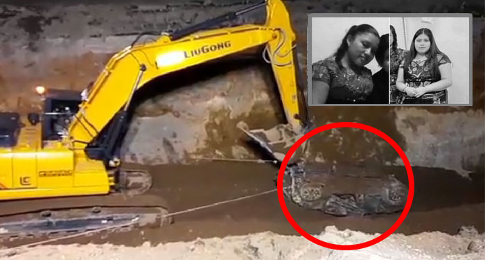 ¡URGENTE! Madre e hija dentro del vehículo extraído en hundimiento de Villa Nueva (Video)