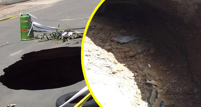 ¡AHORA! Se forma enorme agujero de gran magnitud en la zona 4 de Mixco