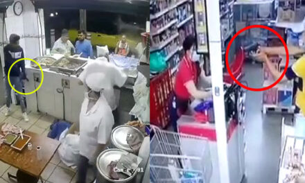 Con arma en mano criminales asaltan a todos los presentes en una taquería (Video)
