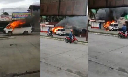 ¡IZABAL! Momento en que conductor se lanza de microbús en llamas (Video)