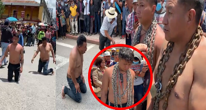 Presuntos delincuentes reciben castigo maya en parque de Santa Cruz del Quiché (Video)