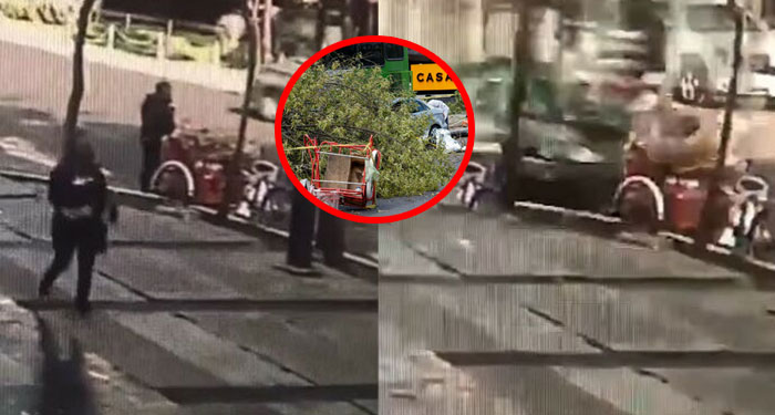 Momento en que autobús le pasa las llantas encima a un vendedor ambulante (Video)