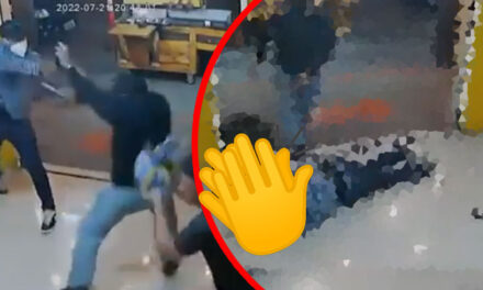 Momento en que asaltante y cliente intercambian disparos en un negocio de comida (Video)