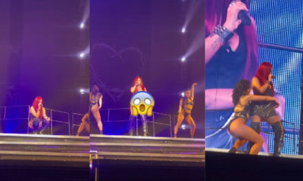 Momento en que A Karol G se le cae la falda en pleno concierto y se le ve de más (Video)