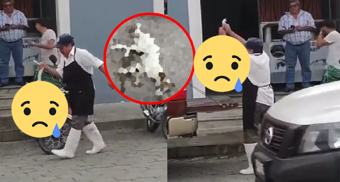 Momento en que carnicero le disparó a perro callejero por estar en su negocio (Video)