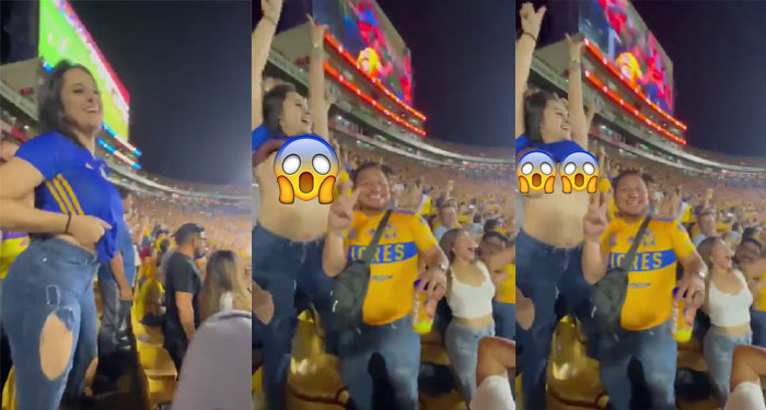 Aficionada se quita la ropa de emoción que ganó su equipo favorito (Video)