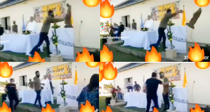 Supuesto Pastor entra a una Iglesia Católica y tira a la basura a la virgen (Video)