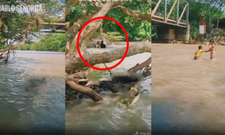 Pareja es captada manteniendo relaciones en un río, no les importar que hubieran niños (Video)