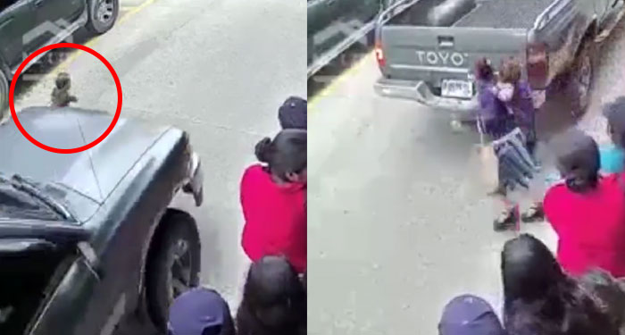 Momento en que vehículo le pasa las llantas encima a un niño de 2 años (Video)