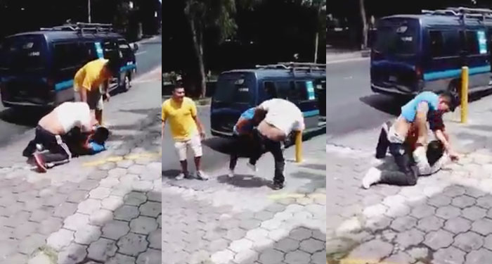 Conductores de microbuses se van a los golpes por pelear el pasaje (Video)