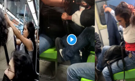 Momento en que dos mujeres se van a los golpes por un asiento en el transporte público (Video)