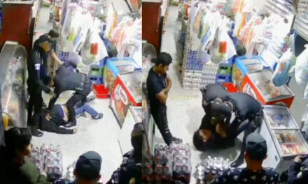 OTRO ABUSO: Momento en que agentes de la PNC golpean brutalmente a un tendero (Video)