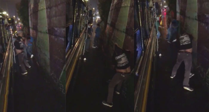 Conductores y ayudantes se van a los golpes luego de protagonizar un accidente (Video)