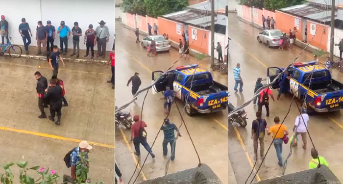 Momento en que Invasores atacan a la PNC a patadas y puñetazos (Video)