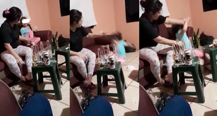 Madre en estado de ebriedad golpea brutalmente a su hija y vecinos la denuncian (Video)