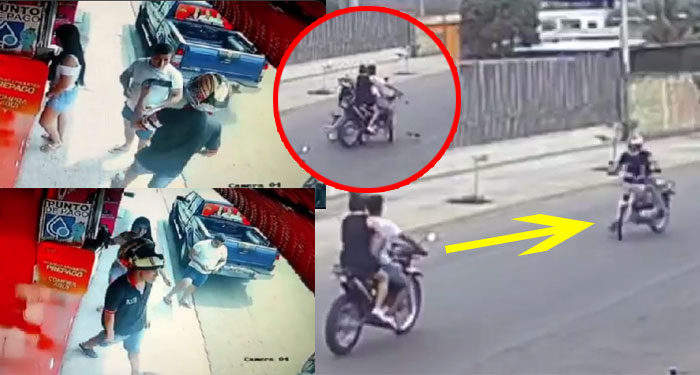 Sicario asaltó a una pareja, metros más adelante impacta con un motorista y muere (Video)