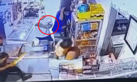 Momento en que delincuente ataca a balazos a comerciante cuando tenía a su bebé en brazos (Video)