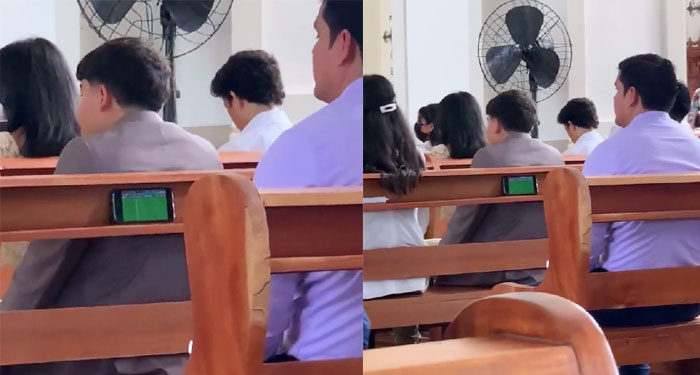 VIDEO: Feligrés es captado viendo el mundial en plena misa y se vuelve viral