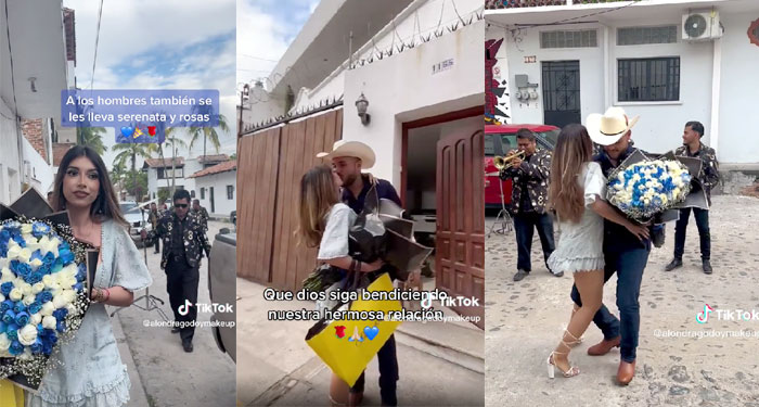 Mujer le lleva serenata a su novio por el día de su cumpleaños y se vuelve viral (Video)