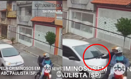 Motoladrones sacar el arma para disparar y conductor los aplasta con su vehículo (Video)