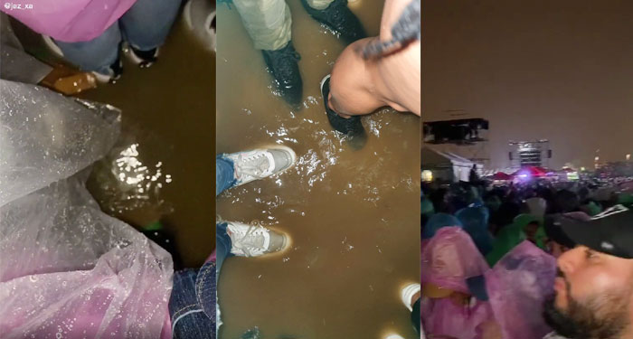 Fans de Daddy Yankee inundados hasta los tobillos y con sombrillas (Video)