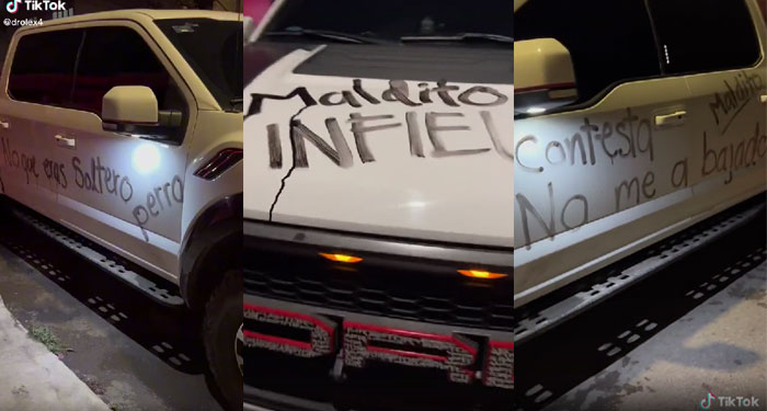 Mujer raya el carro de su novio al darse cuenta que tenía esposa y ella espera un bebé (Video)