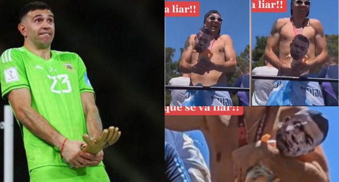 Dibu Martínez se burla de Kylian Mbappé y los franceses están indignados (Video)