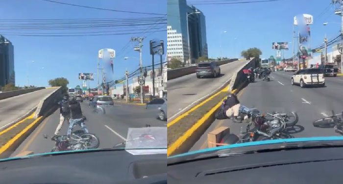 Momento en que motoristas protagonizan pelea en plena calzada Roosevelt (Video)