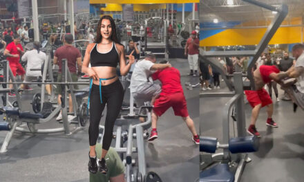 Hombre se van a los golpes dentro de un gimnasio, supuestamente por el amor de una mujer (Video)