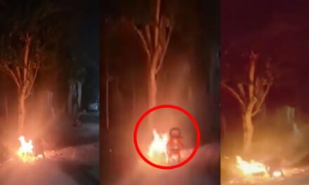 Momento en que una piñata empezó a caminar en la quema del diablo (Video)