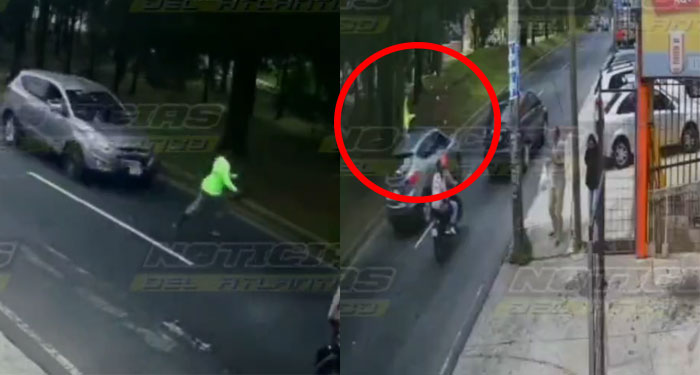 Momento exacto en que un vehículo arrolla a un hombre que cruzaba la calle (Video)
