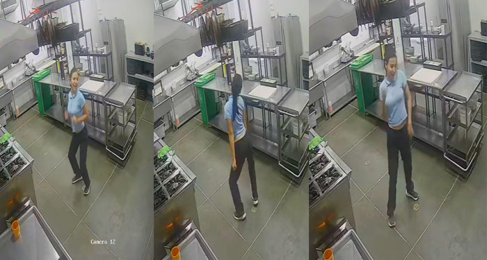 Mujer baila en su trabajo y jefe la descubre por medio de las cámaras (Video)