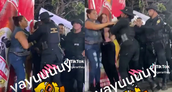 Momento en que mujeres en estado de ebriedad golpearon a agentes de la PNC (Video)