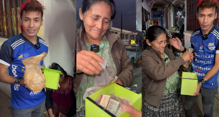 Rancherito Calibre 58 le regala 1 caja misteriosa a una vendedora de tortillas y le cambió su negocio (Video)