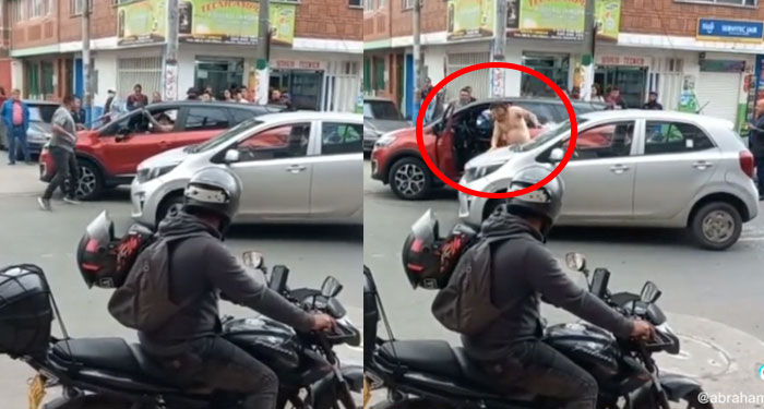 Momento en que conductores se van a los machetazos por no ceder la vía