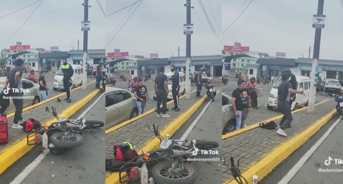 Momento en que motorista se va a los golpes con PMT por colocarle una multa (Video)