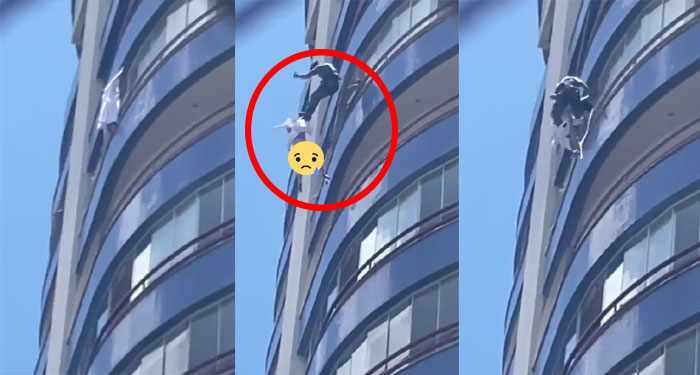 Momento que mujer cae del piso 20 de un edificio cuando iba a ser rescatada (Video)