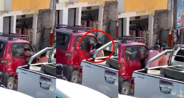 Momento en que mujer descubre al padre de sus hijos con la amante y se van a los golpes (Vídeo)