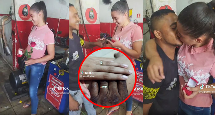 Momento en que mujer le pide matrimonio a su novio en su trabajo y se vuelve viral (Video)