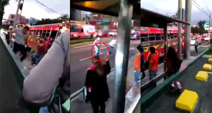 Momento en que pilotos y ayudantes se van a los golpes por el pasaje (Video)