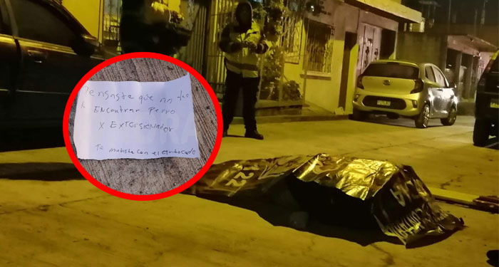 Hombre es asesinado a balazos y le dejan una nota del motivo de su muerte