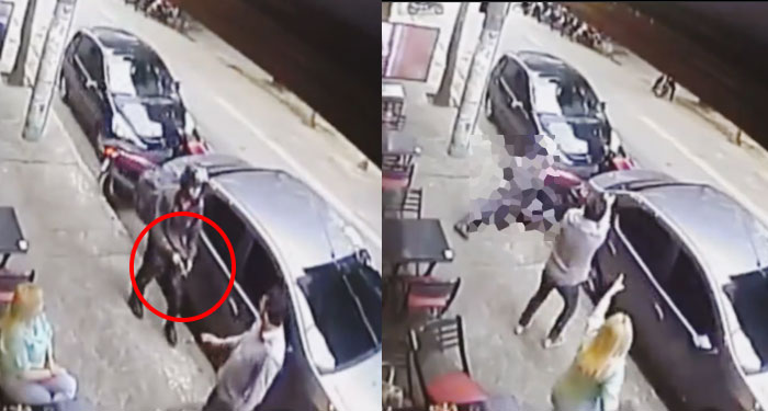 Ladrón se hizo pasar por repartidor de comida y su víctima lo mató a balazos (Video)