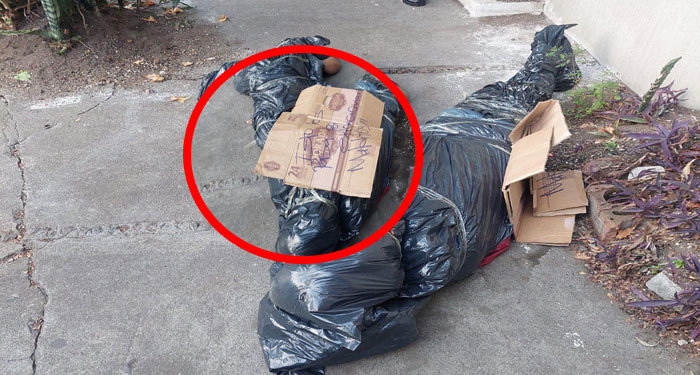 “MACABRO HALLAZGO”. Localizan dos cuerpos envueltos en bolsas plásticas y dejan una nota