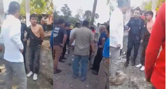 Pobladores vapulean a un extorsionista cuando dejaba un celular a un piloto (Video)