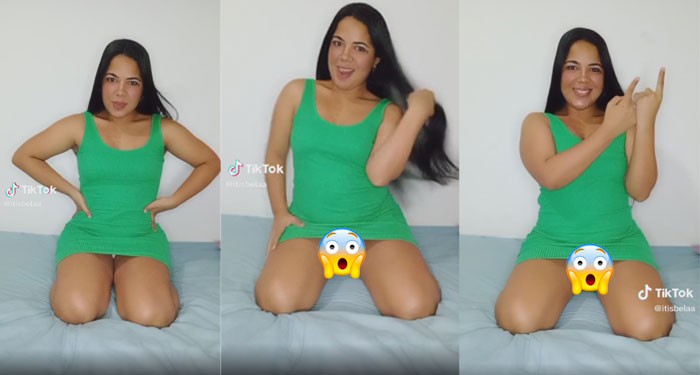Momento en que mujer enseña de más en plena transmisión en vivo (Video)