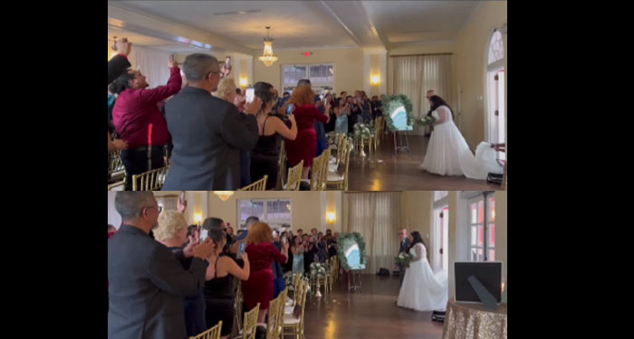 Novia se vuelve viral al entrar al altar con música de Bad Bunny (Video)