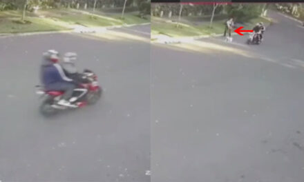 Momento en que motoladrones intentan asaltar a una mujer que paseaba su perro en zona 15