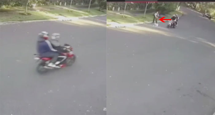 Momento en que motoladrones intentan asaltar a una mujer que paseaba su perro en zona 15