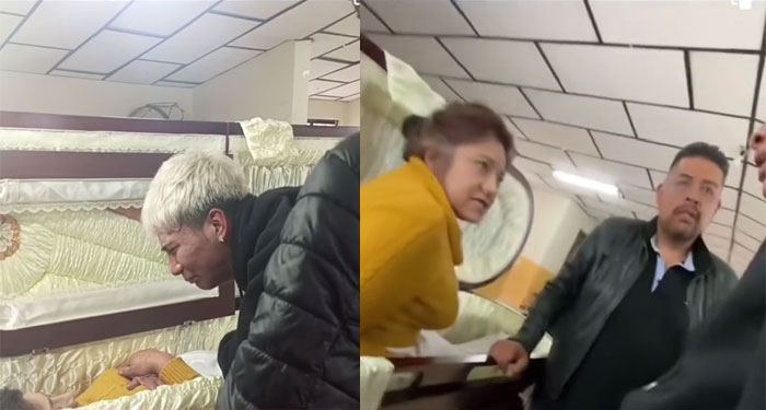 Momento en que mujer se levanta del ataúd en pleno velorio (Video)